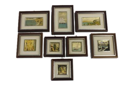 Réunion de huit chromolithographies en feuilles...