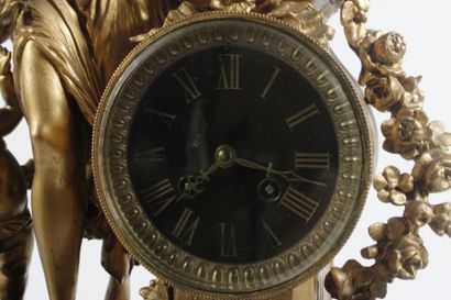 Table clock in chased and gilded bronze,...