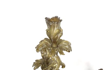 Pair of four-light gilt bronze candelabra...