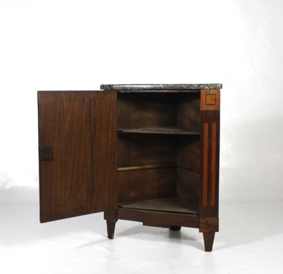 Exotic wood and fruitwood veneer inset, opening...