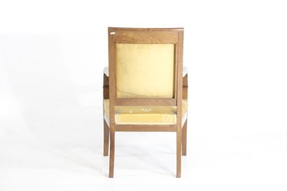 Pair of straight-back armchairs in natural...