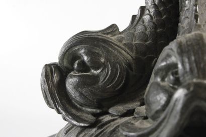Covered Medici vase in black patina bronze,...