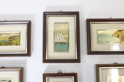 Réunion de huit chromolithographies en feuilles...