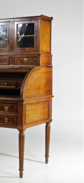 Bonheur du jour walnut cylinder top revealing...