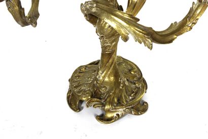 Pair of four-light gilt bronze candelabra...