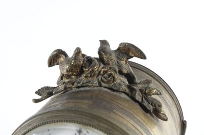 Portico clock in white marble with ormolu...