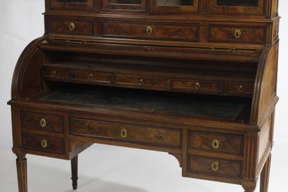 Bonheur du jour walnut cylinder top revealing...