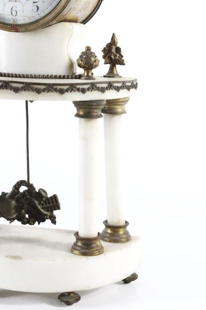 Portico clock in white marble with ormolu...