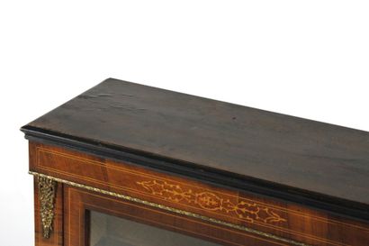 Walnut display case opening with a front...
