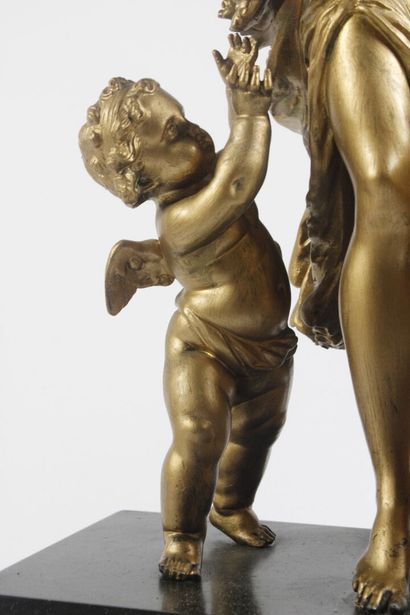 Table clock in chased and gilded bronze,...