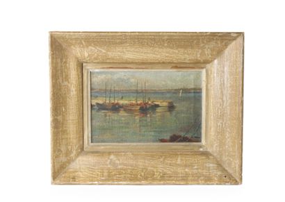 20th century French school 
Boats moored...