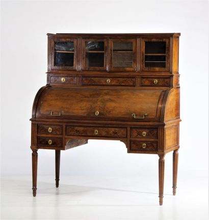 Bonheur du jour walnut cylinder top revealing...