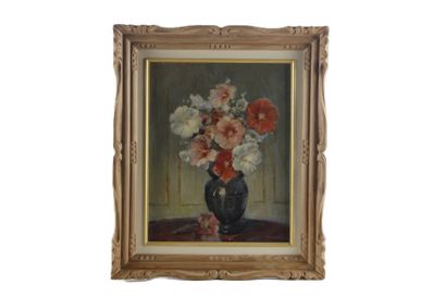 Ecole française XXe. 
Nature morte au bouquet...