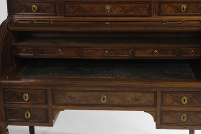 Bonheur du jour walnut cylinder top revealing...