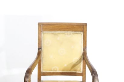 Pair of straight-back armchairs in natural...