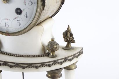 Portico clock in white marble with ormolu...