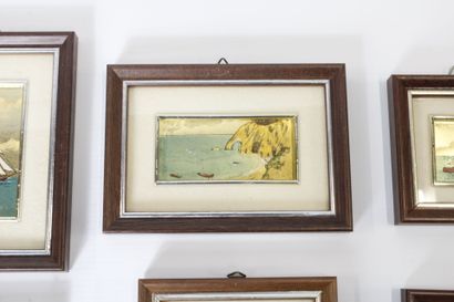 Réunion de huit chromolithographies en feuilles...