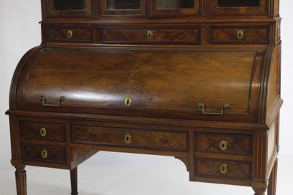 Bonheur du jour walnut cylinder top revealing...