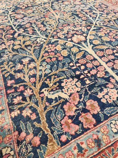 Antique tabriz prayer rug
Midnight-blue field...