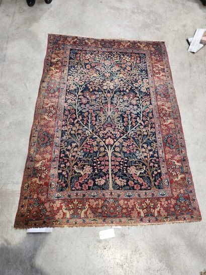Antique tabriz prayer rug
Midnight-blue field...