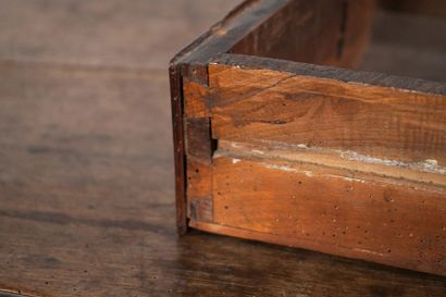Natural wood writing table opening with two...