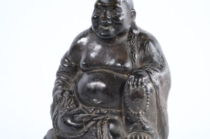 CHINA 
Laughing Buddha in bronze with brown...