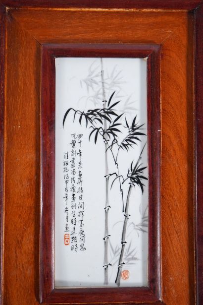 CHINA. 20th century
Bamboos
Porcelain plaque...