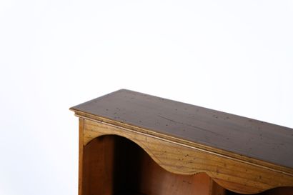 Tiered writing desk in natural wood, opening...