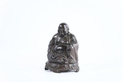 CHINA 
Laughing Buddha in bronze with brown...