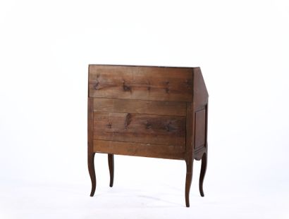 Natural wood sloping desk opening with flap...