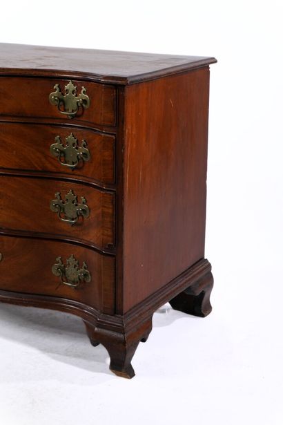 Wood veneer chest of drawers opening in front...