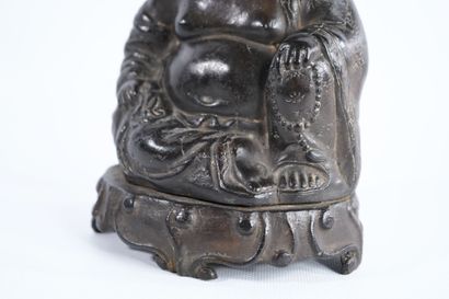 CHINA 
Laughing Buddha in bronze with brown...