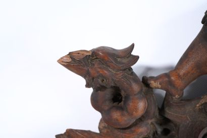 Molded, openwork and carved walnut pediment...