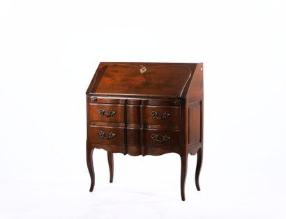 Natural wood sloping desk opening with flap...