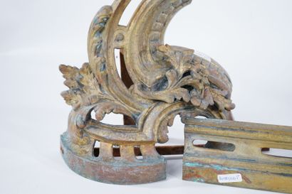 Chased and gilt bronze andirons decorated...