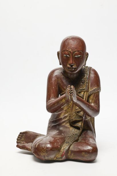 ASIE 
Statue d'un 
moine bouddhiste en position...