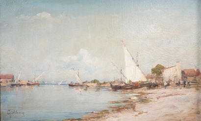 Émile GODCHAUX (1860-1938) 
Voiliers sur...
