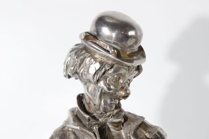 Paire de clowns en argent, métal argenté...