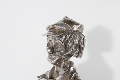 Paire de clowns en argent, métal argenté...