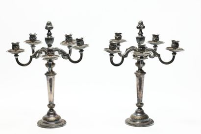 Pair of five-light candelabra in silver plated...
