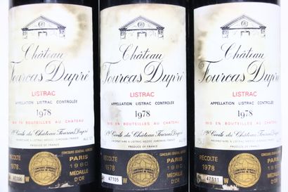 3 bouteilles de LISTRAC rouge 1978, CHÂTEAU...