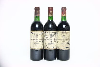 3 bouteilles de MARGAUX rouge 1988, CHÂTEAU...