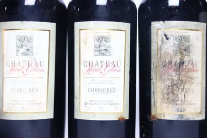 3 bottles of red CORBIÈRES 2002, CHÂTEAU...