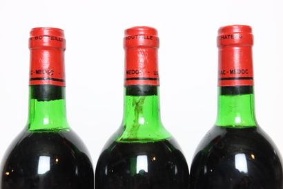 3 bouteilles de LISTRAC rouge 1978, CHÂTEAU...