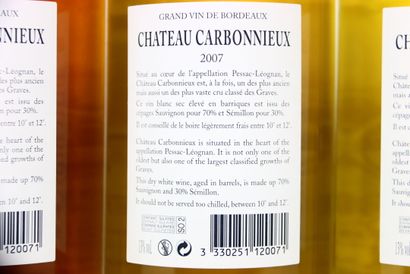 3 bouteilles de PESSAC-LÉOGNAN blanc 2007,...