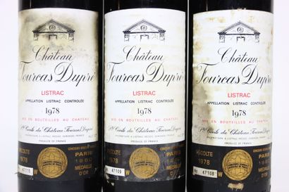 3 bouteilles de LISTRAC rouge 1978, CHÂTEAU...