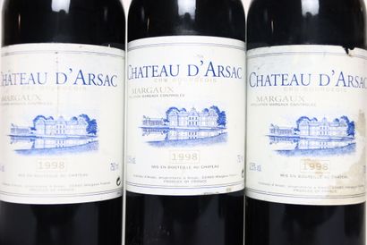 6 bouteilles de MARGAUX rouge 1998, CHÂTEAU...