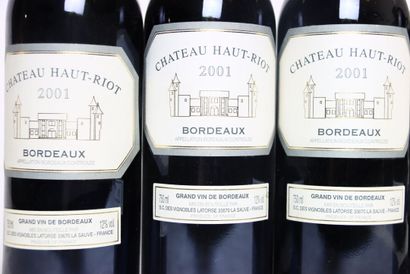 6 bottles of red BORDEAUX 2001, CHÂTEAU HAUT-RIOT....