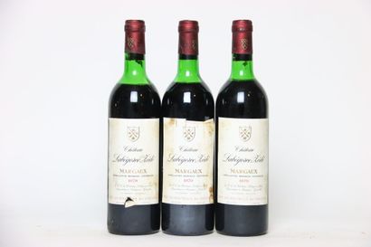 3 bouteilles de MARGAUX rouge 1979, CHÂTEAU...