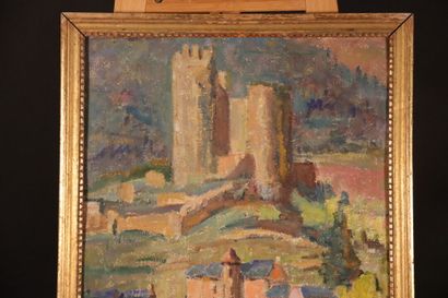 École du XXe siècle. Paysage d'un château...